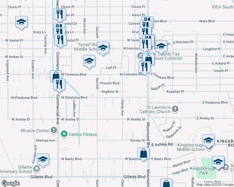 map of restaurants, bars, coffee shops, grocery stores, and more near 211 West Petaluma Boulevard in San Antonio