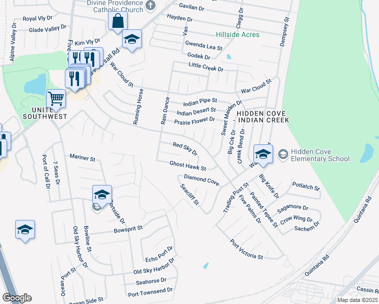 map of restaurants, bars, coffee shops, grocery stores, and more near 8854 Five Palms Drive in San Antonio