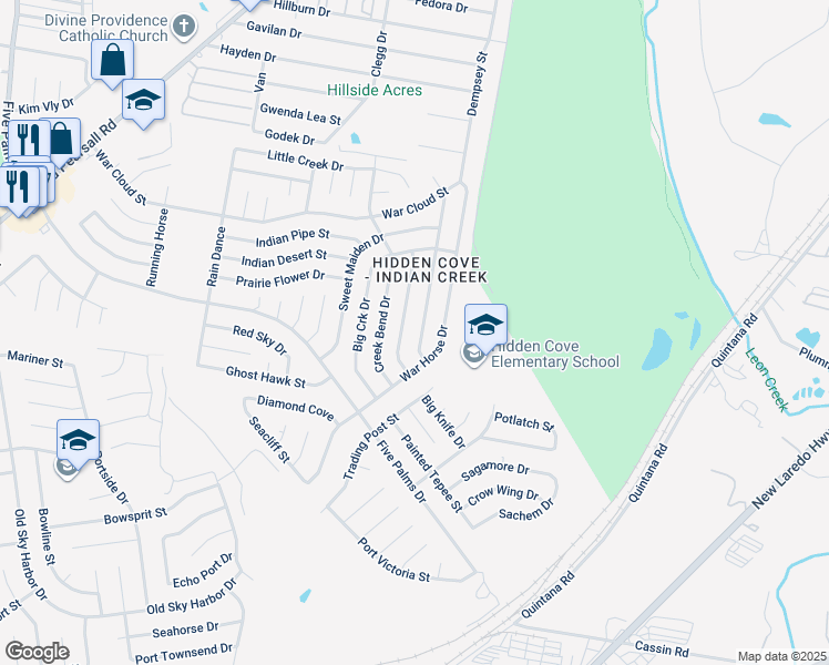 map of restaurants, bars, coffee shops, grocery stores, and more near 8706 Tesoro Hills in San Antonio