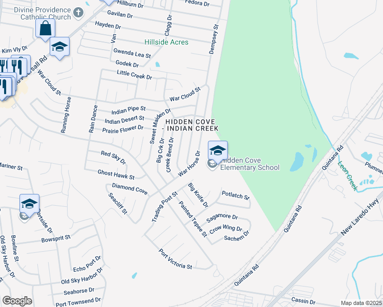 map of restaurants, bars, coffee shops, grocery stores, and more near 8710 Tesoro Hills in San Antonio
