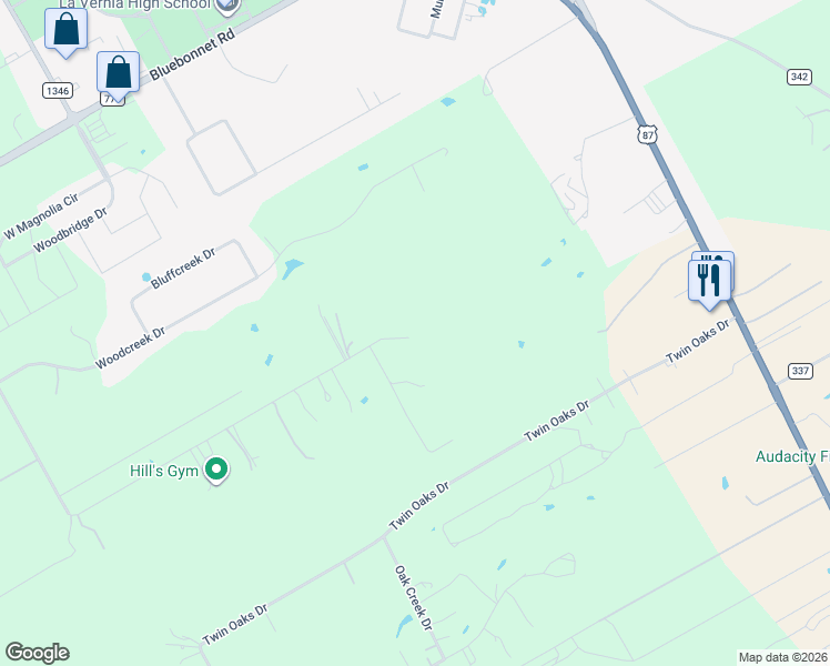 map of restaurants, bars, coffee shops, grocery stores, and more near 804 Wolf Lane in La Vernia