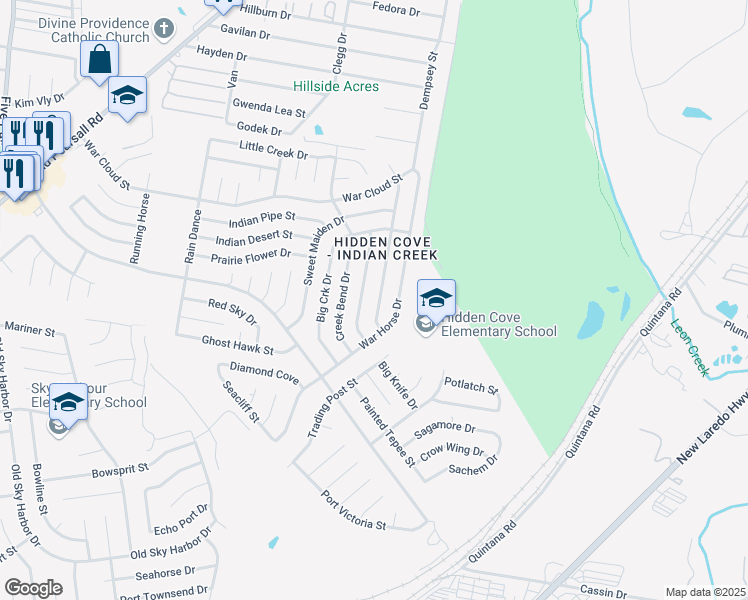 map of restaurants, bars, coffee shops, grocery stores, and more near 8706 Tesoro Hills in San Antonio