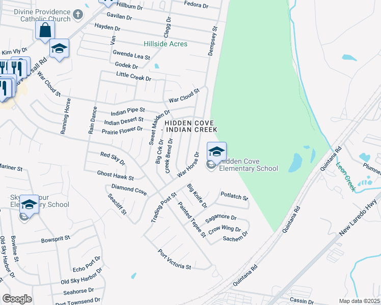 map of restaurants, bars, coffee shops, grocery stores, and more near 8706 Tesoro Hills in San Antonio