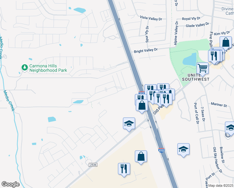 map of restaurants, bars, coffee shops, grocery stores, and more near 601 Cento Road in San Antonio