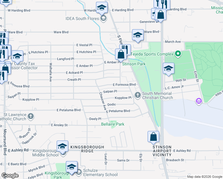 map of restaurants, bars, coffee shops, grocery stores, and more near 731 Saipan Place in San Antonio