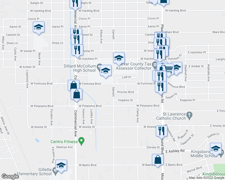 map of restaurants, bars, coffee shops, grocery stores, and more near 303 Proctor Boulevard in San Antonio