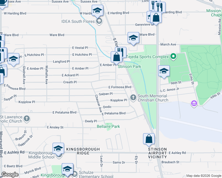 map of restaurants, bars, coffee shops, grocery stores, and more near 731 Saipan Place in San Antonio