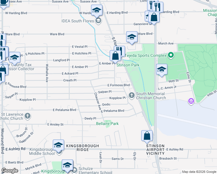 map of restaurants, bars, coffee shops, grocery stores, and more near 731 Saipan Place in San Antonio