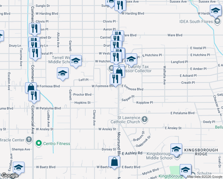 map of restaurants, bars, coffee shops, grocery stores, and more near 3735 Pleasanton Road in San Antonio