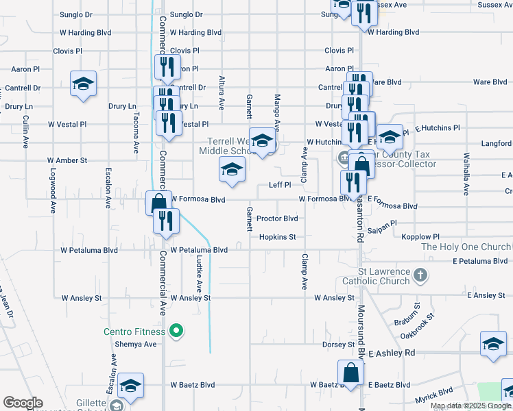 map of restaurants, bars, coffee shops, grocery stores, and more near 303 Proctor Boulevard in San Antonio