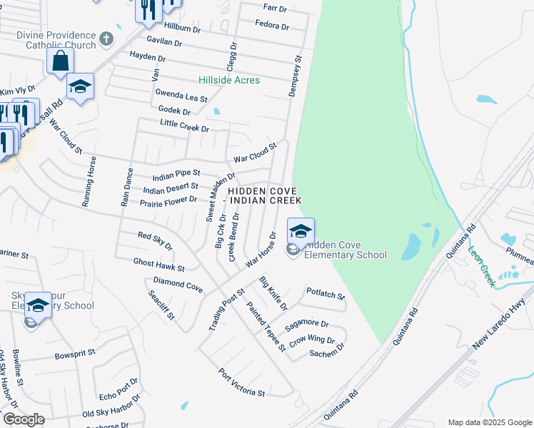 map of restaurants, bars, coffee shops, grocery stores, and more near 8610 Tesoro Hills in San Antonio