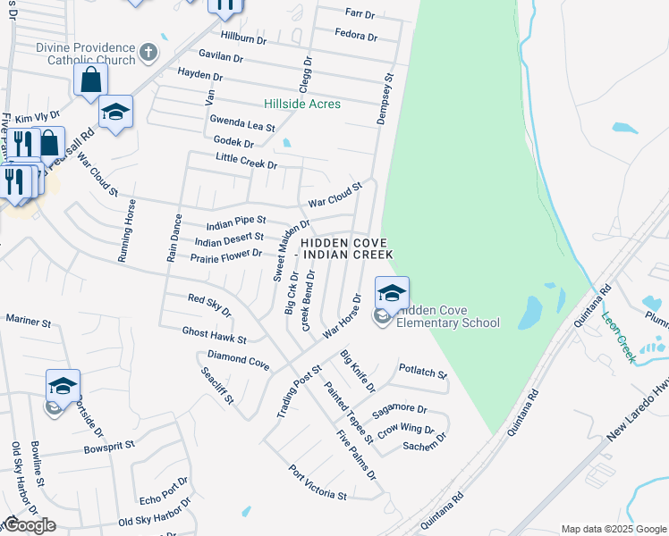 map of restaurants, bars, coffee shops, grocery stores, and more near 8603 Tesoro Hills in San Antonio