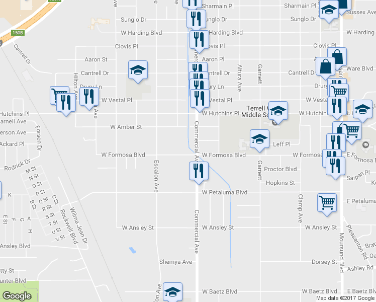 map of restaurants, bars, coffee shops, grocery stores, and more near 815 West Formosa Boulevard in San Antonio