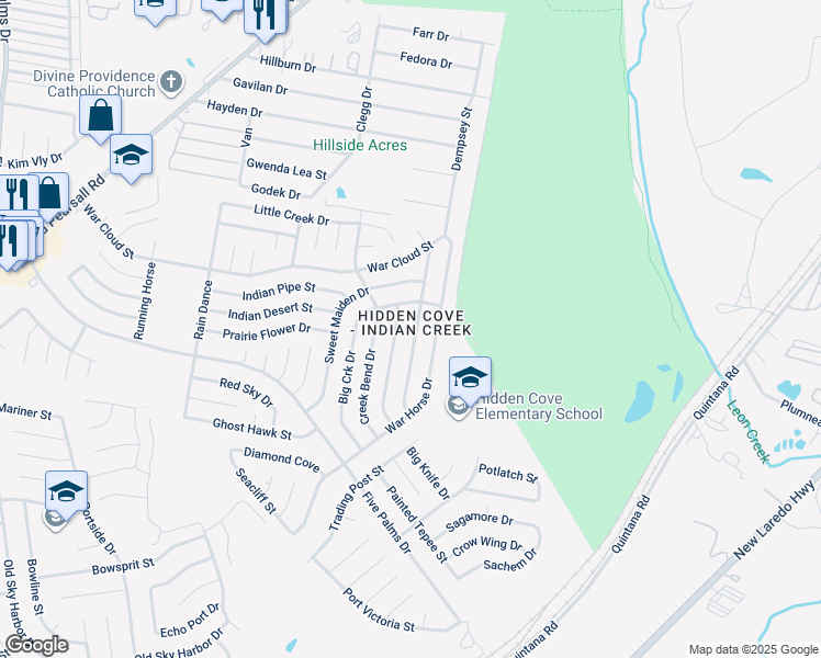 map of restaurants, bars, coffee shops, grocery stores, and more near 8527 Tesoro Hills in San Antonio