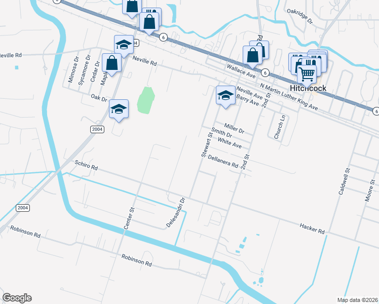 map of restaurants, bars, coffee shops, grocery stores, and more near 7325 McArthur Street in Hitchcock