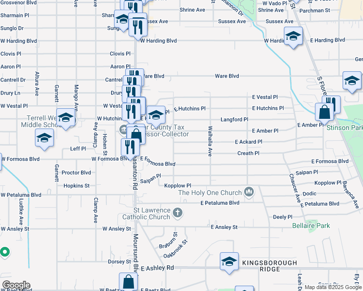 map of restaurants, bars, coffee shops, grocery stores, and more near 103 Creath Place in San Antonio