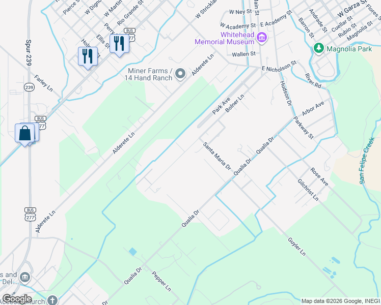 map of restaurants, bars, coffee shops, grocery stores, and more near 300-482 Bolner Ln in Del Rio
