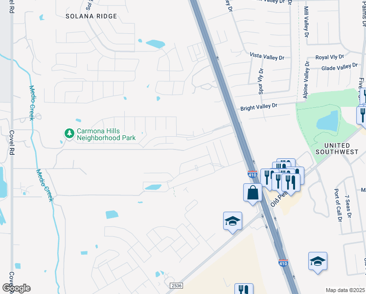 map of restaurants, bars, coffee shops, grocery stores, and more near 6738 Carmona Pass in San Antonio