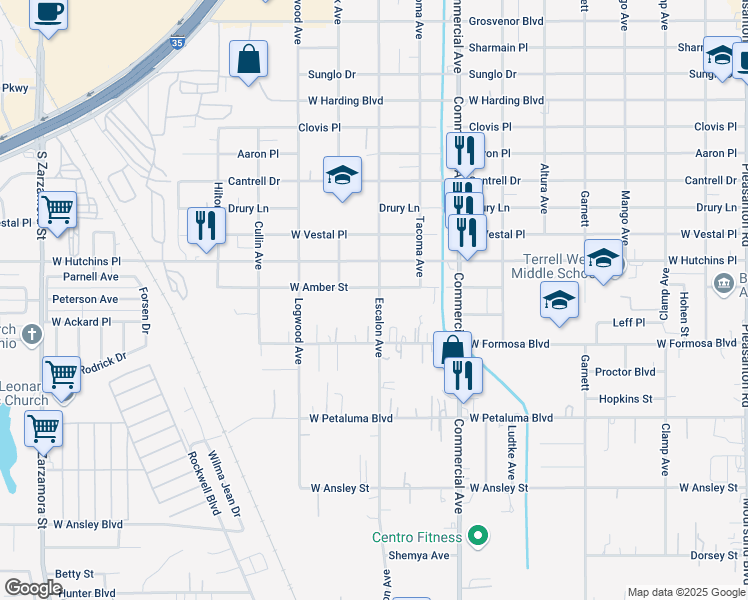 map of restaurants, bars, coffee shops, grocery stores, and more near 1211 Escalon Avenue in San Antonio