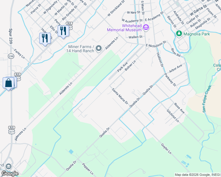 map of restaurants, bars, coffee shops, grocery stores, and more near 300 Bolner Lane in Del Rio