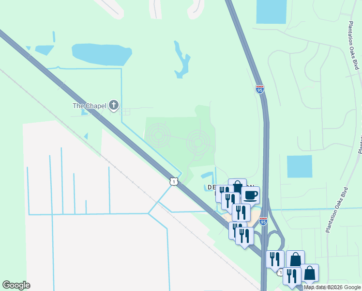 map of restaurants, bars, coffee shops, grocery stores, and more near Unnamed Road in Ormond Beach