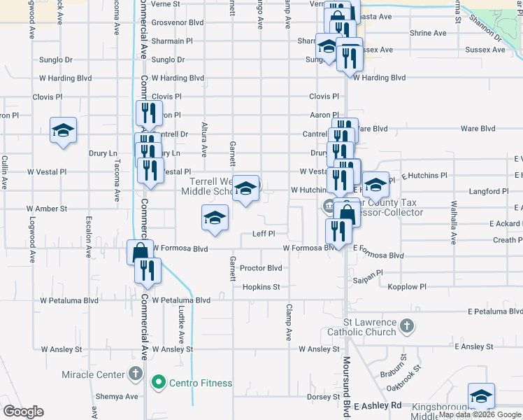 map of restaurants, bars, coffee shops, grocery stores, and more near 422 West Hutchins Place in San Antonio