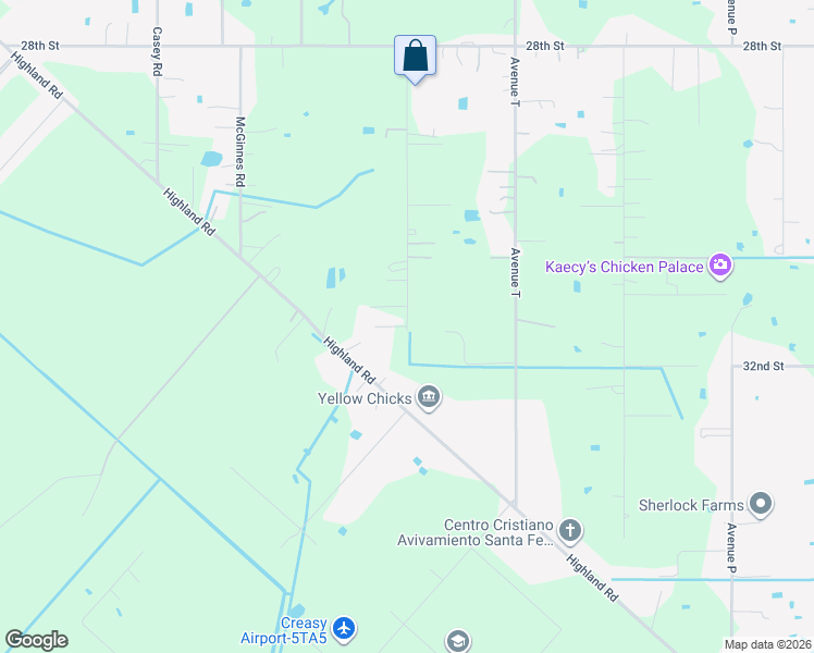 map of restaurants, bars, coffee shops, grocery stores, and more near 9519 Avenue V in Galveston County