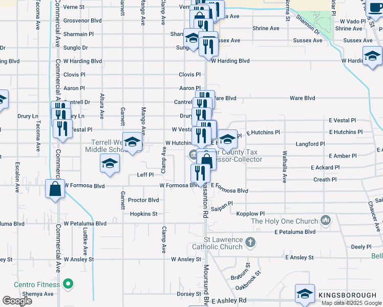 map of restaurants, bars, coffee shops, grocery stores, and more near 3505 Pleasanton Road in San Antonio