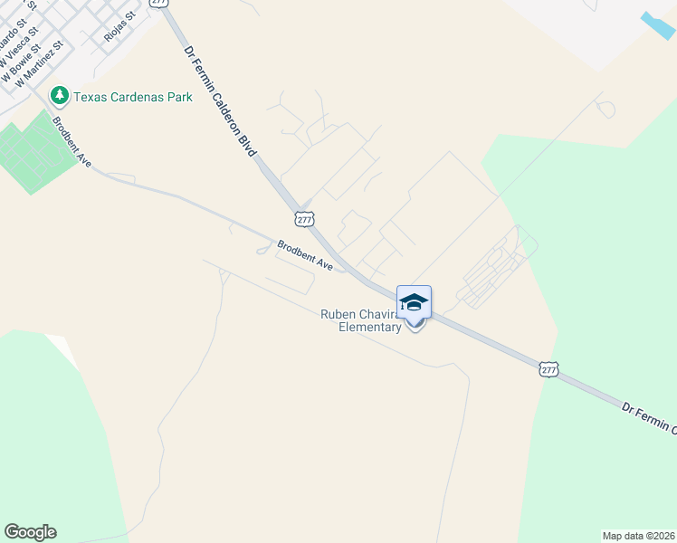 map of restaurants, bars, coffee shops, grocery stores, and more near 2500 Brodbent Avenue in Del Rio