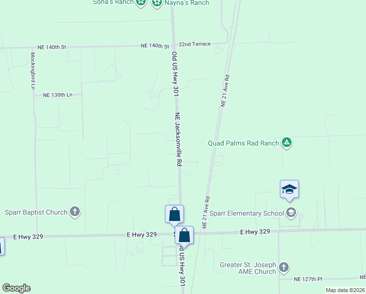 map of restaurants, bars, coffee shops, grocery stores, and more near 13406 Old US Highway 301 in Citra