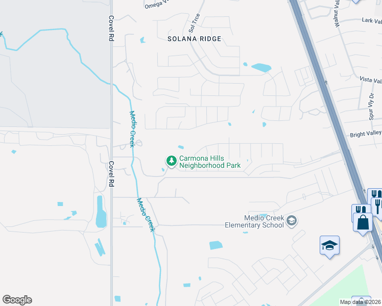 map of restaurants, bars, coffee shops, grocery stores, and more near 7235 Dulce Meadow in San Antonio