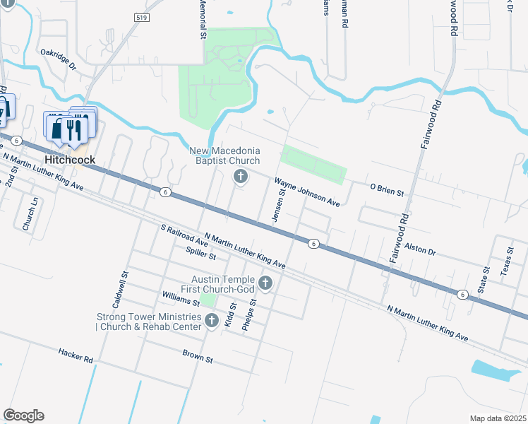 map of restaurants, bars, coffee shops, grocery stores, and more near 6717 Carver Avenue in Hitchcock