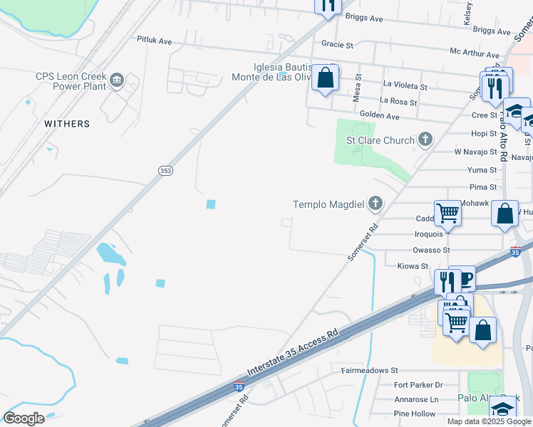 map of restaurants, bars, coffee shops, grocery stores, and more near in San Antonio
