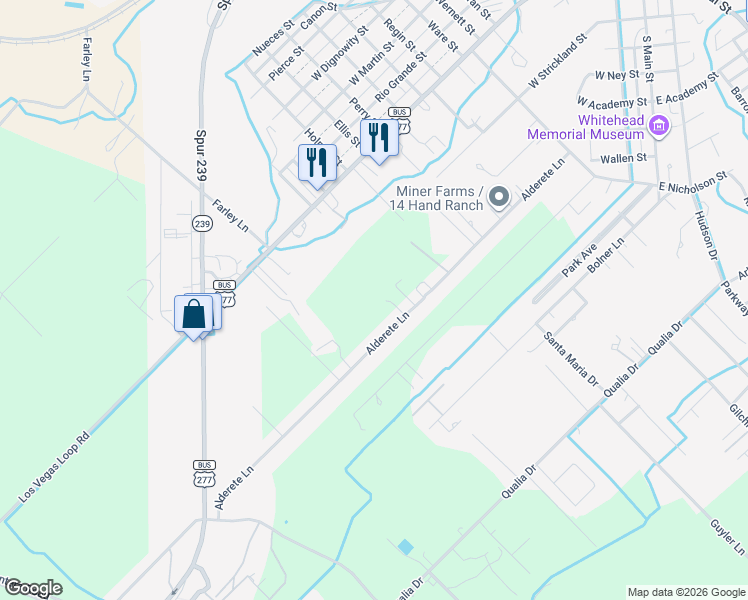 map of restaurants, bars, coffee shops, grocery stores, and more near 601 Alderete Lane in Del Rio