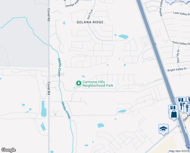 map of restaurants, bars, coffee shops, grocery stores, and more near 7203 Dulce Meadow in San Antonio