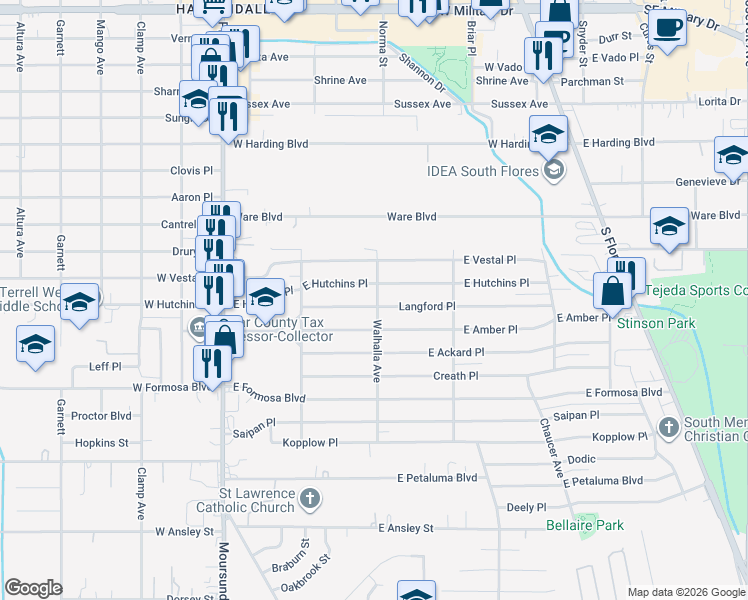 map of restaurants, bars, coffee shops, grocery stores, and more near 171 Langford Place in San Antonio