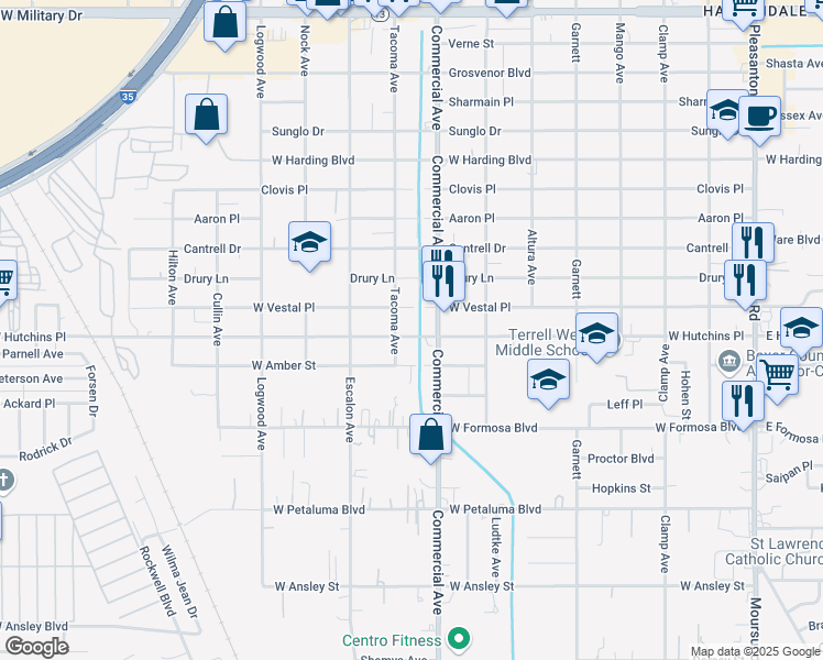 map of restaurants, bars, coffee shops, grocery stores, and more near 823 West Hutchins Place in San Antonio
