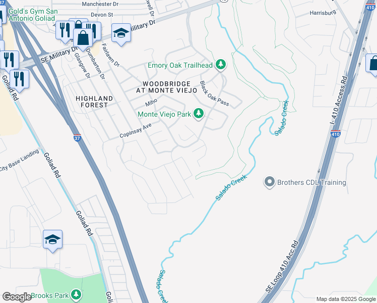 map of restaurants, bars, coffee shops, grocery stores, and more near 3907 Nuttall Oak Drive in San Antonio