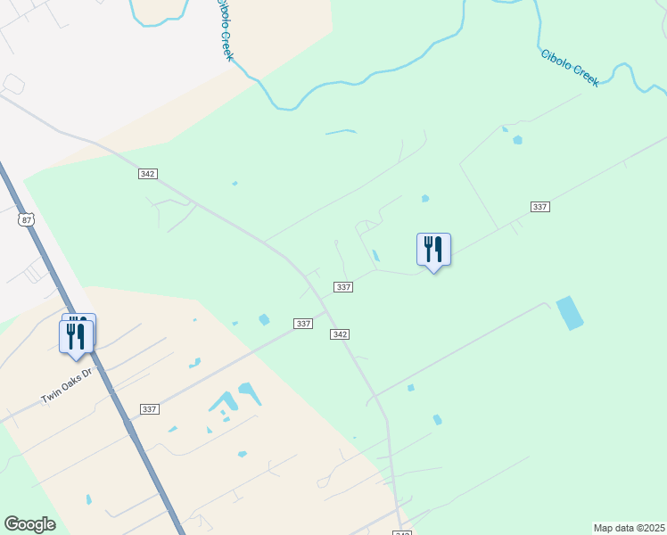map of restaurants, bars, coffee shops, grocery stores, and more near 733 County Road 337 in La Vernia