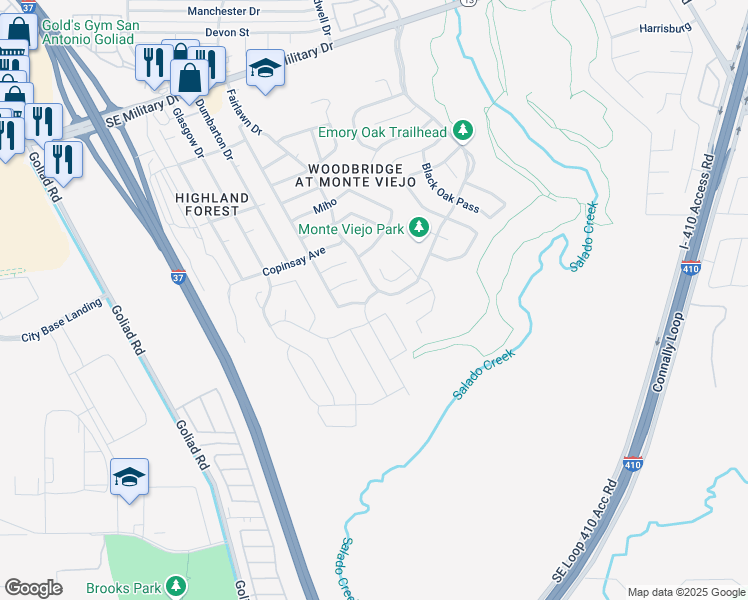map of restaurants, bars, coffee shops, grocery stores, and more near 8106 Puente in San Antonio