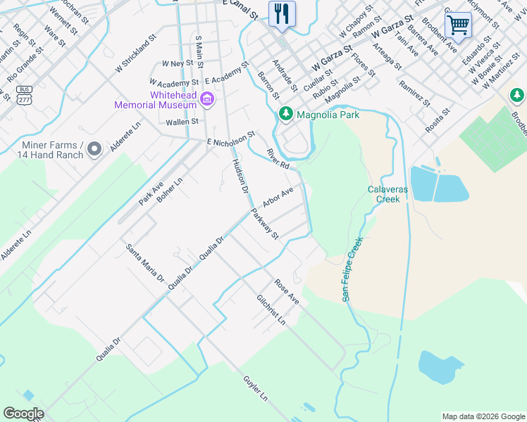 map of restaurants, bars, coffee shops, grocery stores, and more near 100 Givens Ave in Del Rio