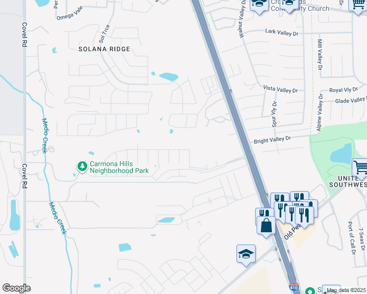 map of restaurants, bars, coffee shops, grocery stores, and more near 8402 Miners Point in San Antonio