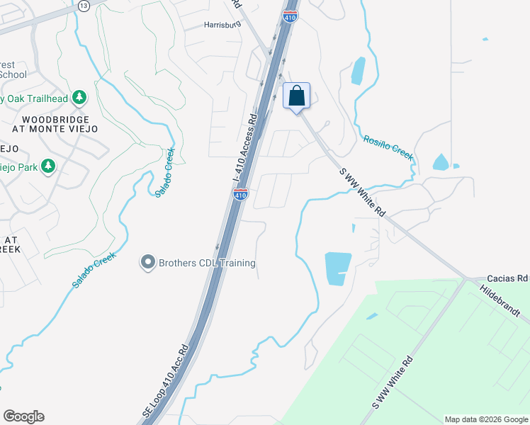 map of restaurants, bars, coffee shops, grocery stores, and more near 7902 Southeast Loop 410 in San Antonio