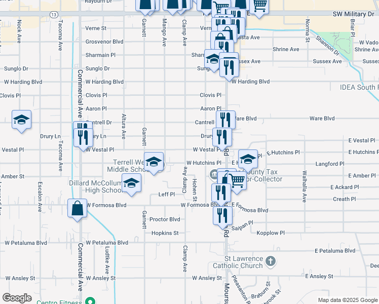map of restaurants, bars, coffee shops, grocery stores, and more near 234 West Vestal Place in San Antonio