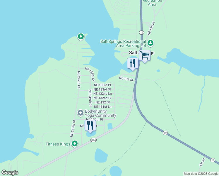 map of restaurants, bars, coffee shops, grocery stores, and more near 25140 Northeast 133rd Street in Salt Springs