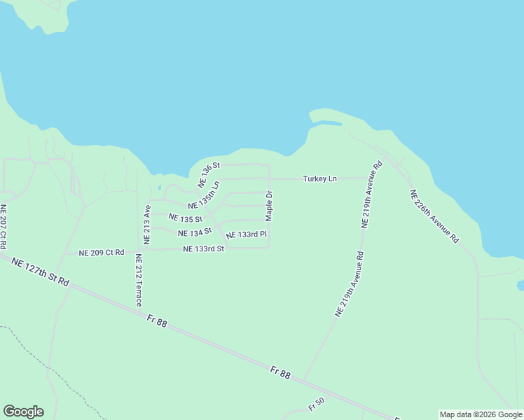 map of restaurants, bars, coffee shops, grocery stores, and more near 21700 Northeast 134th Place in Fort McCoy