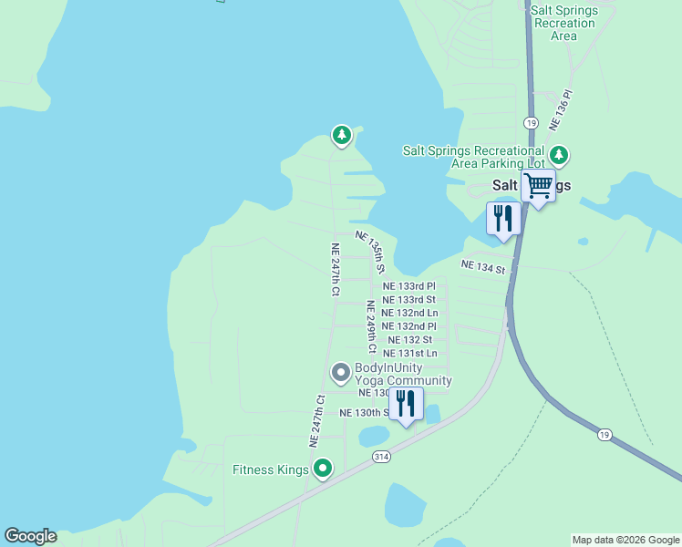 map of restaurants, bars, coffee shops, grocery stores, and more near 13381 Northeast 247th Court in Fort McCoy