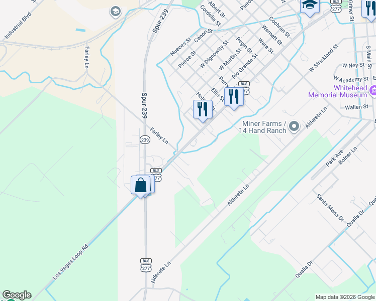 map of restaurants, bars, coffee shops, grocery stores, and more near 1610-1684 Las Vacas Street in Del Rio