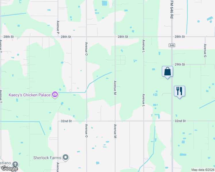 map of restaurants, bars, coffee shops, grocery stores, and more near 6720 Avenue M in Santa Fe