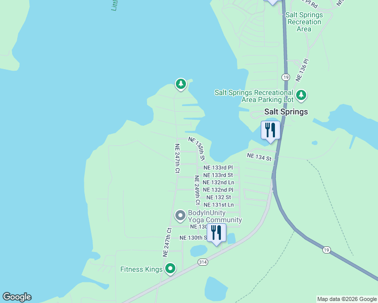 map of restaurants, bars, coffee shops, grocery stores, and more near 13381 Northeast 247th Court in Fort McCoy
